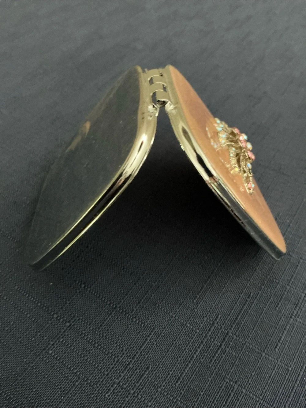 Vintage-Style Faux Jeweled Compact Mirror Case.